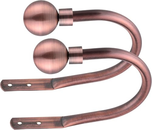 Lister Cartwright Curtain Hold Backs 2 x Metal Curtain Holdback Decorative Drapery All Fixing Inc (Antique Copper, Elemantal Ball)
