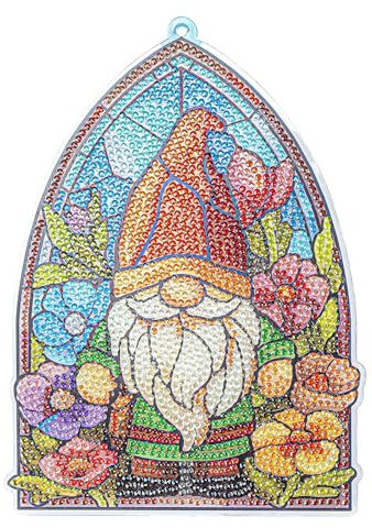 Ideen mit Herz Diamond-Painting-Fensterbild | Glaskunst-Optik | Dekoration & DIY | Material: PET (Wichtel mit Blüten)