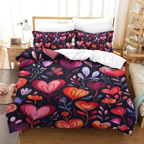 GZCVBDYUY Blume 3D Gedruckt Bettwäsche-Set 3 Teilig Bettbezug-Sets Mit Kissenbezug Soft Microfaser Luxus Modern Mit Reißverschluss Für Erwachsene Und Kinder Single(140x200cm)