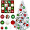 Jemmytu 44 Stück Weihnachtskugeln Rot Weiß Grün, Weihnachtsbaumschmuck, Weihnachtskugeln Kunststoff, Christbaumkugeln, Christbaumkugeln Kunststoff mit Lanyard(Weiß+Rot+Grün)