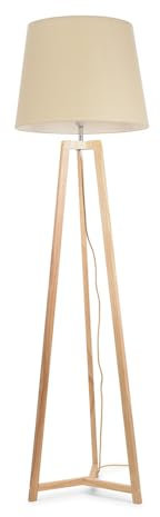 ValueLights | Natural Wood Tripod Floor Lamp with Beige Tapered Fabric Lampshade Living Room Light | Floor Lamps, Home Décor & Improvement Essential | Included LED Bulb