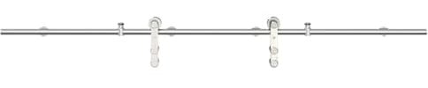 vidaXL Kit fixation porte coulissante 200 cm Acier inoxydable Argenté, quincaillerie de porte coulissante, galet de porte coulissante, système de porte coulissante