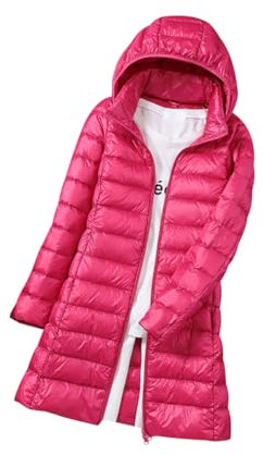 Doudoune Legere Femme Longue Doudoune Légère Femme Veste Matelassée Doudoune Duvet Fine Femme Puffer Jacket Women Quilted Jacket Doudoune Capuche Ultralight Femme Blouson Matelassé Femme Rose XXL