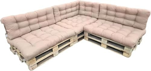 Filippo Palettenkissen Set Outdoor - 3X Sitzkissen 120 x 80, 4X Rückenkissen - Komfort Polster Für Palettenmöbel - Doppelseitiges Palettenauflagen Wasserabweisend, UV-beständig für Europaletten