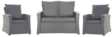 Setgarden® Set aus Rattan-Gartenkissen 4-5 Sitzplätze – für Sofa, Schaukelstuhl und Wohnzimmer, bequem für Innen- und Außenbereich, Polyester, wasserdicht (Anthrazit, 130 x 60 x 50 cm / 2 x 50 x 56 cm