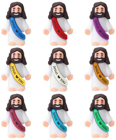 WUSJCOF 9stk mini Jesus Figur,Jesus Spielzeug, Klassischer Christus Spielzeug für Kinder Religiöse Partys Sonntagsschule Basteln Taufgeschenke Ostereierfüller (3x1,5x3,5cm)