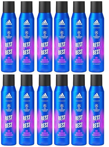12x adidas Champions League Best of the Best Deo Spray, Maximaler Trockenschutz mit 48 Stunden Schutz vor Schweiß und Körpergeruch,gegen starkes Schwitzen und Körpergeruch 200ml (12er Pack)
