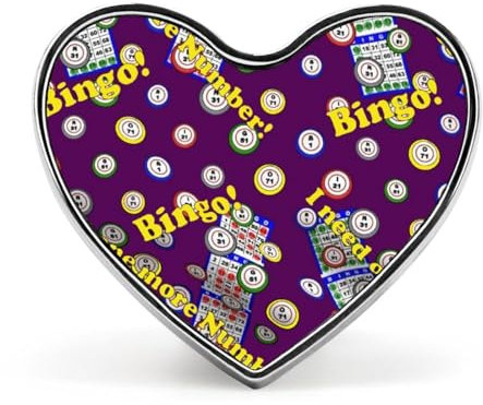 Lustige Anstecknadel mit Bingo-Punkten, lila, bedruckt, Brosche, Abzeichen, Krawatte, Schmuck, Kunstdekor für Hüte und Jacken