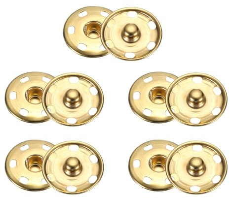 QUARKZMAN 5 Set 25mm Druckknöpfe Set, Metall Knöpfe Ersatz Knopf Nähknöpfe Nähzubehör für Herren Damen Bastel Jacke Kleidung Jeans Taschen Geldbörse Handtasche Schuhe (Gold)