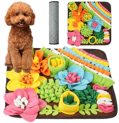 OSDUE Schnüffelteppich Hund, Futterschnüffel-Futtermatte, Hunde-Schnüffelmatte Welpen-Trainingsmatte Schnüffelspielzeug Interaktive Hundespielzeug Hunde Spielteppich für Alle Hunderassen 39x39CM