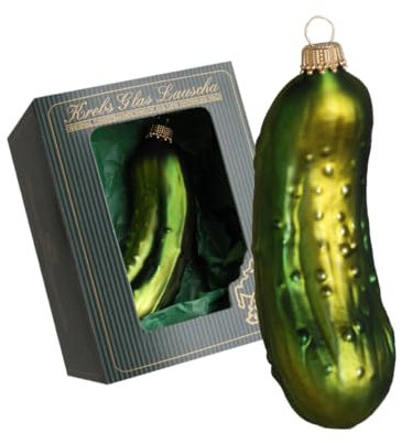 Krebs Glas Lauscha - Weihnachtsdekoration/Christbaumschmuck aus Glas - Weihnachtsbaumanhänger - Motiv: Weihnachtsgurke - Größe: ca. 11 cm