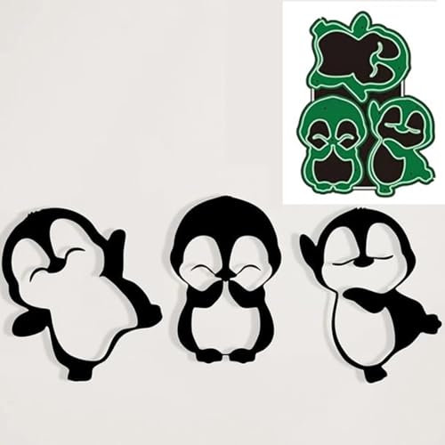 Honsik Metall-Stanzformen, Tierpinguine, 3 Stück, niedliche Pinguine, Metall-Stanzschablonen, Schablonen, DIY, Scrapbooking, Fotoalbum, dekorative Prägung, Papierkartenherstellung