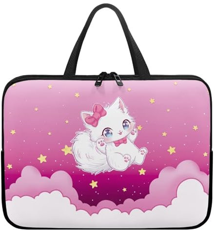 Xoenoiee Sacoche pour ordinateur portable pour homme et femme, sac de transport pour ordinateur portable pour voyage, étude, travail avec poignée, Jolis chats étoiles galaxie, 10inch