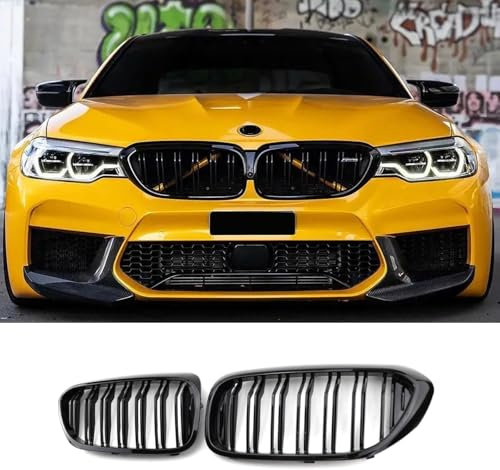 AnJWen Autoteile Kühlergrill Schwarz Glanz kompatibel für BMW 5er F10 F11 M5 G30 G31 E60 E61（5 Series）