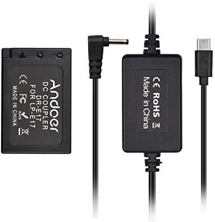 Juroupi Juroupi PD Cable to DR-E17 Dummy Battery DC Coupler LP-E17 Replacement for M3 M5 M6 Mirrorless Digital Cameras