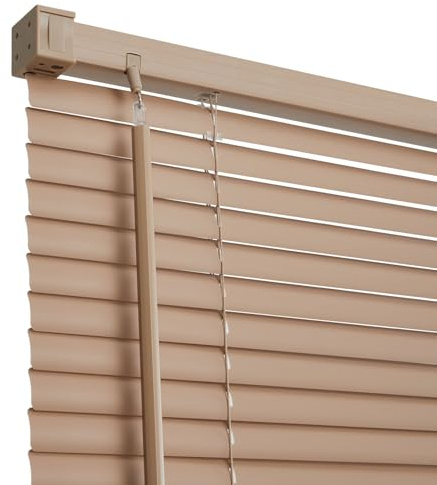 Warmiehomy PVC Venetian Blinds for Windows, Khaki Venetian Blinds 45 * 150cm, 25mm Slat, Easy Fit Trimmable Fitting PVC Window Blind Shutters, Light Filtering & Privacy Control for Home Office, Khaki