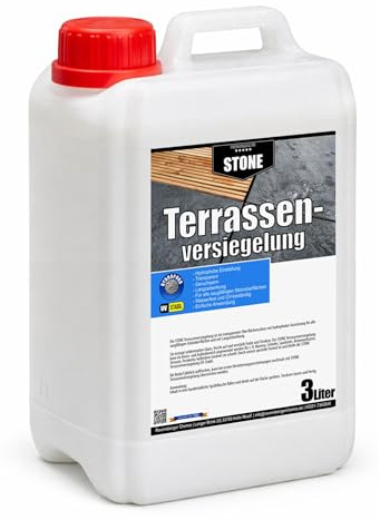 STONE Terrassenversiegelung – 3 Liter - transparente Imprägnierung für Stein, Beton, Pflaster & Holz – wasserabweisender Tiefenschutz, reduziert Feuchtigkeit, schützt vor Algen, Frost & Verschmutzung