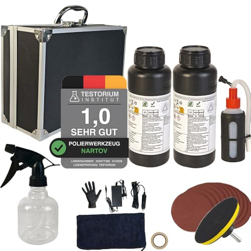 Nartov Scheinwerfer Aufbereitung Set 1420g mit und Aufbewahrungsbox | Inklusive Schleifpapier für Matte，Vergilbung/Vage & Blinde Scheinwerfer