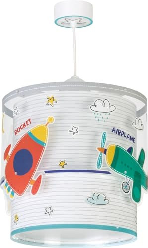 Dalber Lampe kinderzimmer, kinderlampe Pendelleuchte Hängelampe, Deckenleuchte Kinder, Deckenlampe kinderzimmer, Baby Travel Autos und Flugzeuge, Bunt, 61682M, E27