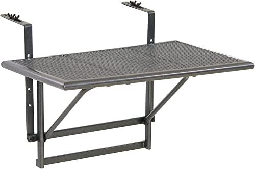 Ribelli Balkonhängetisch Toulouse, Balkontisch zum Einhängen aus Streckmetall & Kunststoffummantelung, Klapptisch Kleiner Balkon, Witterungsbeständig Outdoor-Tisch 60x40x56 cm Anthrazit-Grau 500504