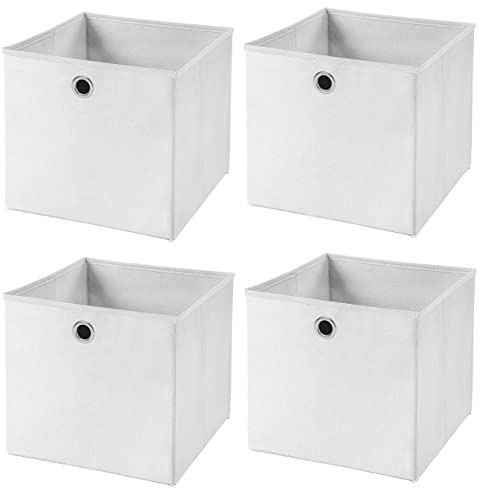 Stick&Shine 4X Aufbewahrungs Korb Weiß Faltbox 32 x 32 x 32 cm Regalkorb faltbar