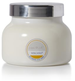 Capri Blue Volcano Scented and Luxury Glass Jar Candles for Home Scented with Tropical Fruit & Sugared Citrus - Soy Wax Blend, White Color (8 Oz)