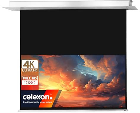 celexon Professional Plus Écran de projection encastrable motorisé 85 | 180x112cm 16:10 | Écran de cinéma maison 4K Full HD pour vidéoprojecteurs | installation au plafond | interrupteur mural fourni