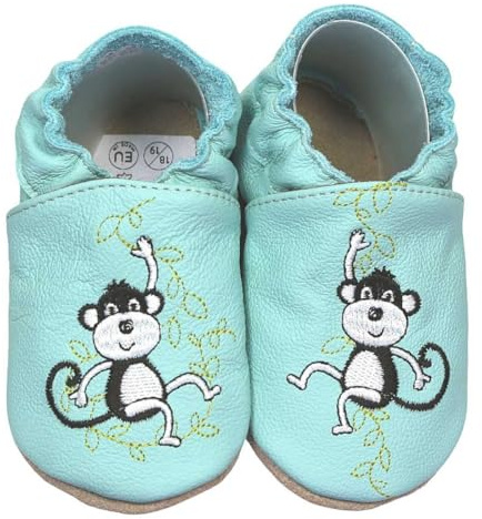 HOBEA-Germany Krabbelschuhe für Jungs und Mädchen in verschiedenen Designs 24/25 (24-30 Mon), Affen