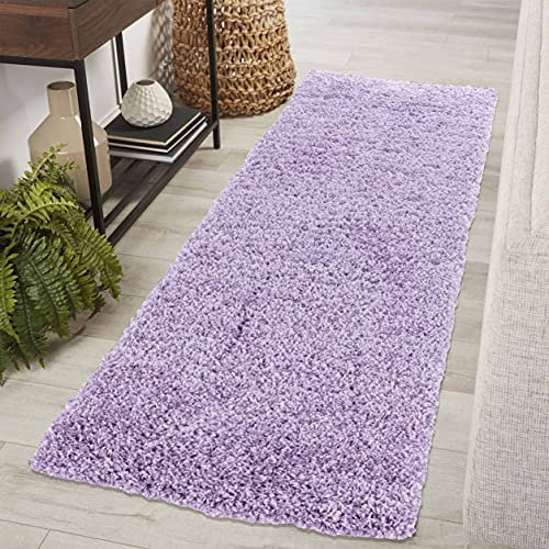Serdim Rugs Living Room Hallway Runner Shaggy Rugs LILAC 60x220cm(2 x7'3)