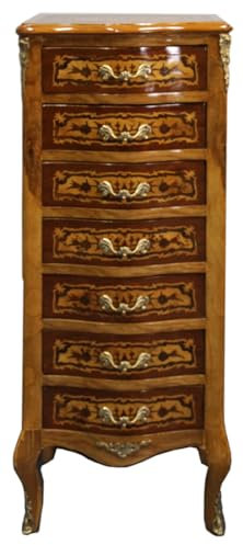 Casa Padrino Barock Kommode mit 7 Schubladen Vogelaugen Ahorn mit Intarsien - Barock Möbel