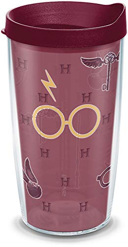 Tervis Harry Potter - Maroon and Gold Glasses Made in USA Double Walled Insulated Tumbler Travel Cup Keeps Drinks Cold & Hot, 16oz, Classic