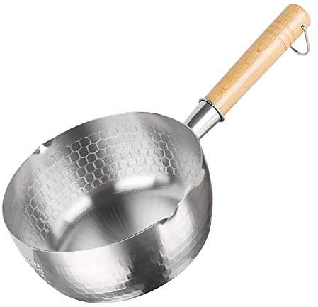 Cdycam Milk Pan 16cm Yukihira Stainless Steel Saucepan Multifunctional Sauce Pot with Wooden Handle