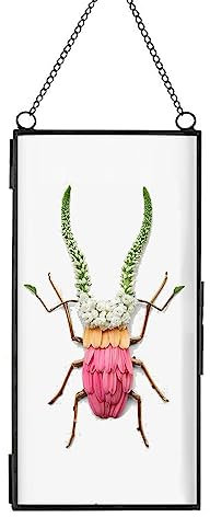DÉCOCO 10x22cm Black Hanging Floating Glass Photo Frame Wall Gold Geometric Ornament Plant Specimen Clip Modern Vertical Decor Card Artwork Certificate Picture Display Holder, Glass Frame Only