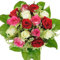 Blumenstrauß mit 15 Rosen - Bunter Strauß mit roten, weißen und rosa Rosen - Inklusive Grußkarte