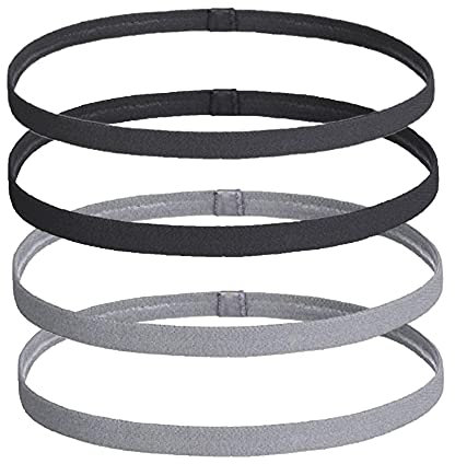 4 Stück Haarbänder Sport, Elastisches Haarband Herren Damen, Fußball Hairband/Sport Stirnbänder Nicht Rutschend für Männer, Frauen, Jungen, Kinder(Schwarz Grau)