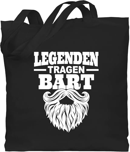 Baumwolltasche - Sprüche Statement mit Spruch - Legenden tragen Bart weiß - Unisize - Schwarz - beutel+mit+sprüchen+lustig sprueche beutel jutetasche sprüchen stoffbeutel lustiger spruechen