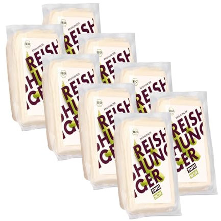Reishunger BIO Tofu Natur 8x200g - Bio-Sojabohnen aus Österreich - Pflanzliches Protein - Glutenfrei & Vegan - Ungekühlt haltbar