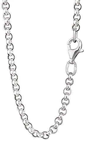 NKlaus 80cm Collier à pois en Argent massif 925 Collier Chaîne en Argent ovale de 3,1mm de large 5479