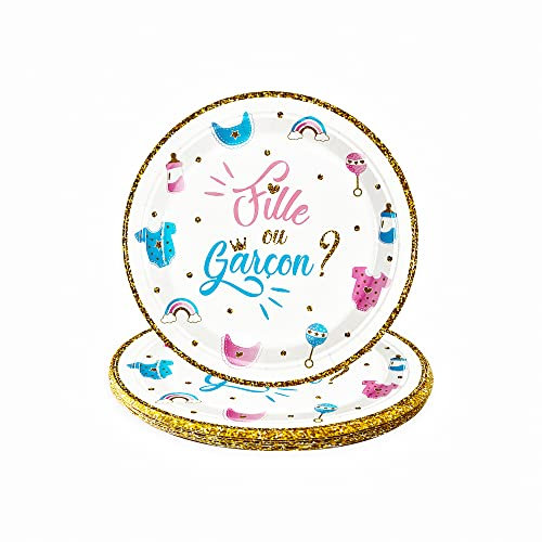 Triangle Déco Lot de 10 Assiette Gender Reveal Party Assiette fille ou garcon ? Baby Shower Gender Reveal Party Decoration assiette Gender reveal vaisselle jetable