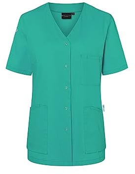 Karlowsky KS 63 PASSION Kurzarm Damenkasack ESSENTIAL aus Recyceltem Plastik, 65% Polyester/35% Baumwolle, Smaragdgrün, Größe 38