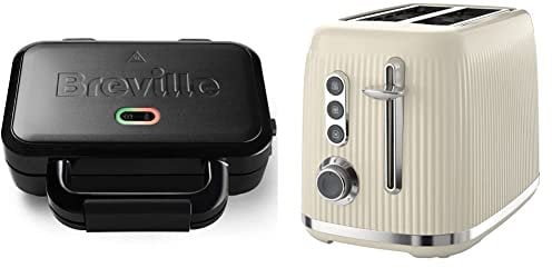 Breville Ultimate Deep Fill Toastie Maker | 2 Slice Sandwich Toaster & Bold Vanilla Cream 2-Slice Toaster with High-Lift and Wide Slots | Cream and Silver Chrome [VTR003]