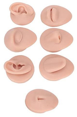 Modèle d'oreille Oreille De Lunettes En Silicone Modèle Partie Du Corps Silicone Souple,Modèle de Langue de Nez 3D Simulation Body Piercing Practice Model Soft for Novice (Couleur de peau moyenne)