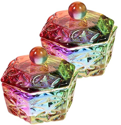 FOMIYES Dappen Monómero Cristal Acrílico Taza para Uñas con Tapa Hexágono Acrílico Líquido Polvo Dappen Tazón Uñas Herramientas De Manicura 2 Uds