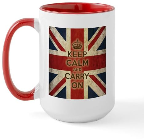 CafePress Vintage Keep Calm and Carry On Large Mug 15 oz (444 ml) Ceramic Coffee Mug