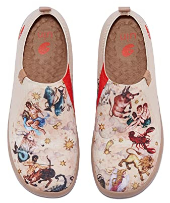 UIN Damen Kunstgemalte Reiseschuhe Slipper Casual Loafers Leichter Komfort Mode Sneaker Toledo Ⅰ Astrologische Porträts (37)