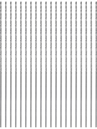 sourcing map 20pcs Extra Long Drill Bits, 0.7mm HSS Drill Bit with High Speed Steel Straight Shank 60mm Length for Metal Woodwork Plastic Aluminum Alloy