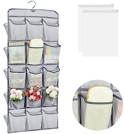 YancLife Hanging Shoe Rack Storage Organiser, Dual Sided Total 30 Pockets for Shoe Rack, Hanging Shoe Storage for Wardrobes with Hanger Hanging Shoe Storage, Over Door & Cupboard Space Saving Storage