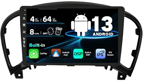SXAUTO Android 14 IPS Car Stereo For Nissan Juke J15 / YF15 Infiniti ESQ (2010-2019) - 4G+64G - Wireless CarPlay/Android Auto/DSP - Camera + MIC - 9 Inch 2 Din - DAB Steering Wheel Fast-boot 360-Cam