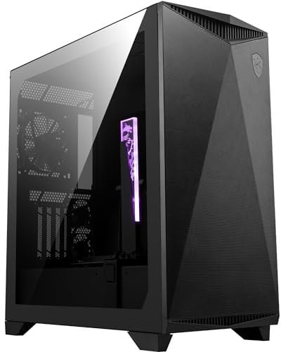 MSI MPG GUNGNIR 300P AIRFLOW Mid-Tower PC Case - E-ATX Capacity, 3 x Aux. Fans, 4 x 120mm Fans, PCIe 4.0 Riser Cable, Vertical GPU Support & Stand, Dust Filters, Cable Routing, USB Type-C (20Gbps)