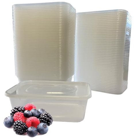 Clearly Plastic Food Containers with Lids, Pack of 50 Food Storage Containers, Microwave-Safe and Freezer-Friendly Food Storage, Dishwasher-Safe Meal Prep Containers with Leak Proof Seal, 750ml